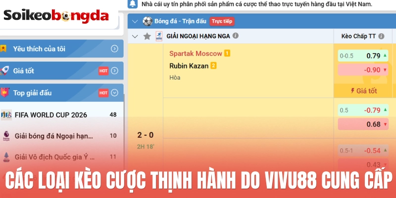Các loại kèo cược thịnh hành do Vivu88 cung cấp