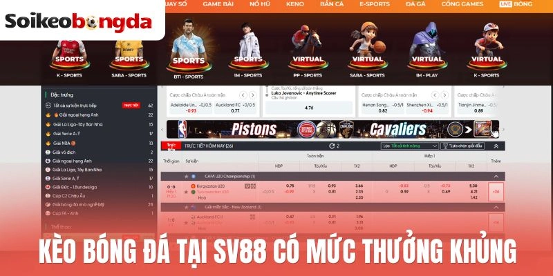 Kèo bóng đá tại SV88 có mức thưởng khủng