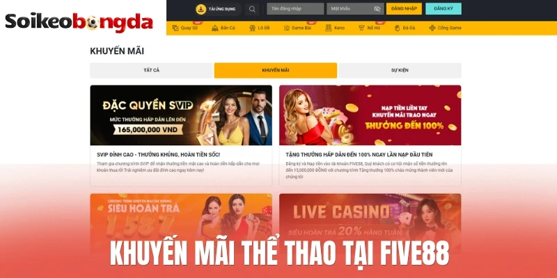 Khuyến mãi thể thao tại Five88