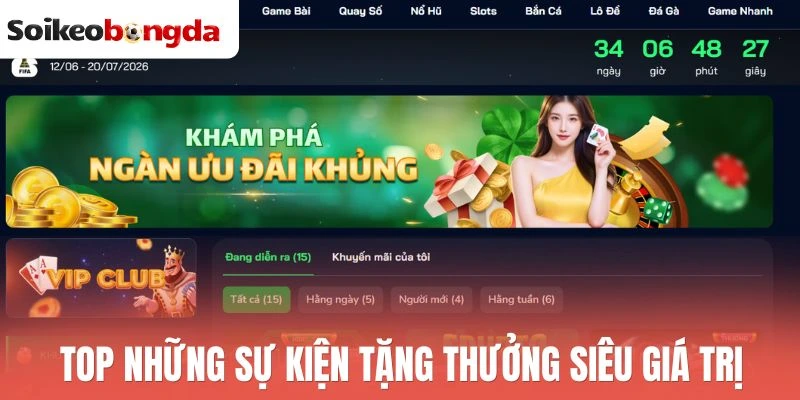 Top những sự kiện tặng thưởng siêu giá trị