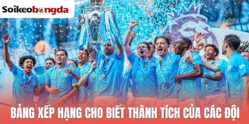 Bảng xếp hạng cho biết thành tích của các đội