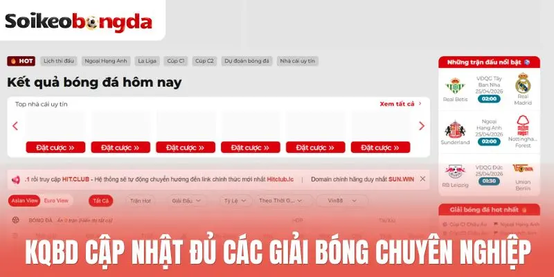 Kqbd cập nhật đủ các giải bóng chuyên nghiệp