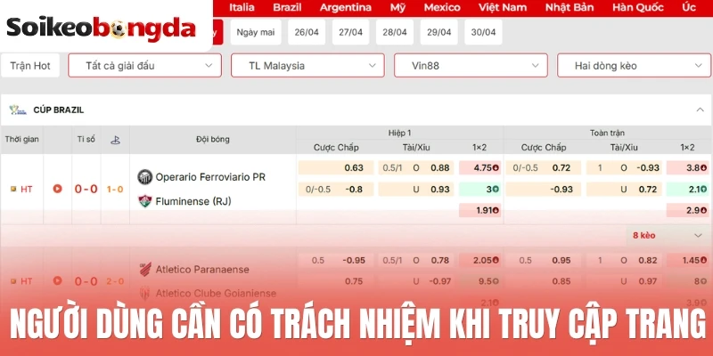 Người dùng cần có trách nhiệm khi truy cập trang