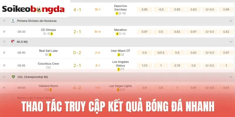 Thao tác truy cập kết quả bóng đá nhanh