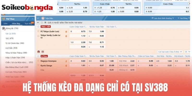 Hệ thống kèo đa dạng chỉ có tại Sv388 