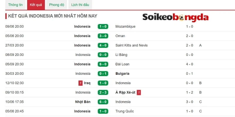 Đánh giá phong độ tuyển Indonesia